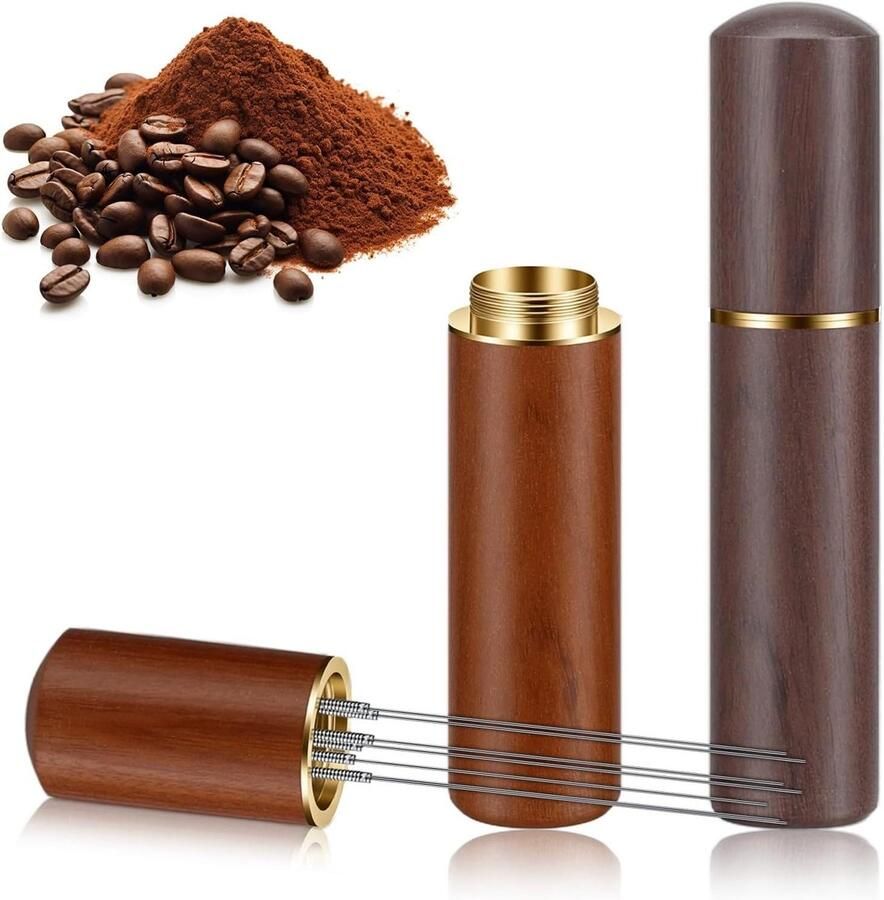 Koffie Tamper Set Espresso Naalden Koffie Bereiden 6 Fijne Naalden 2 stuks Bruin