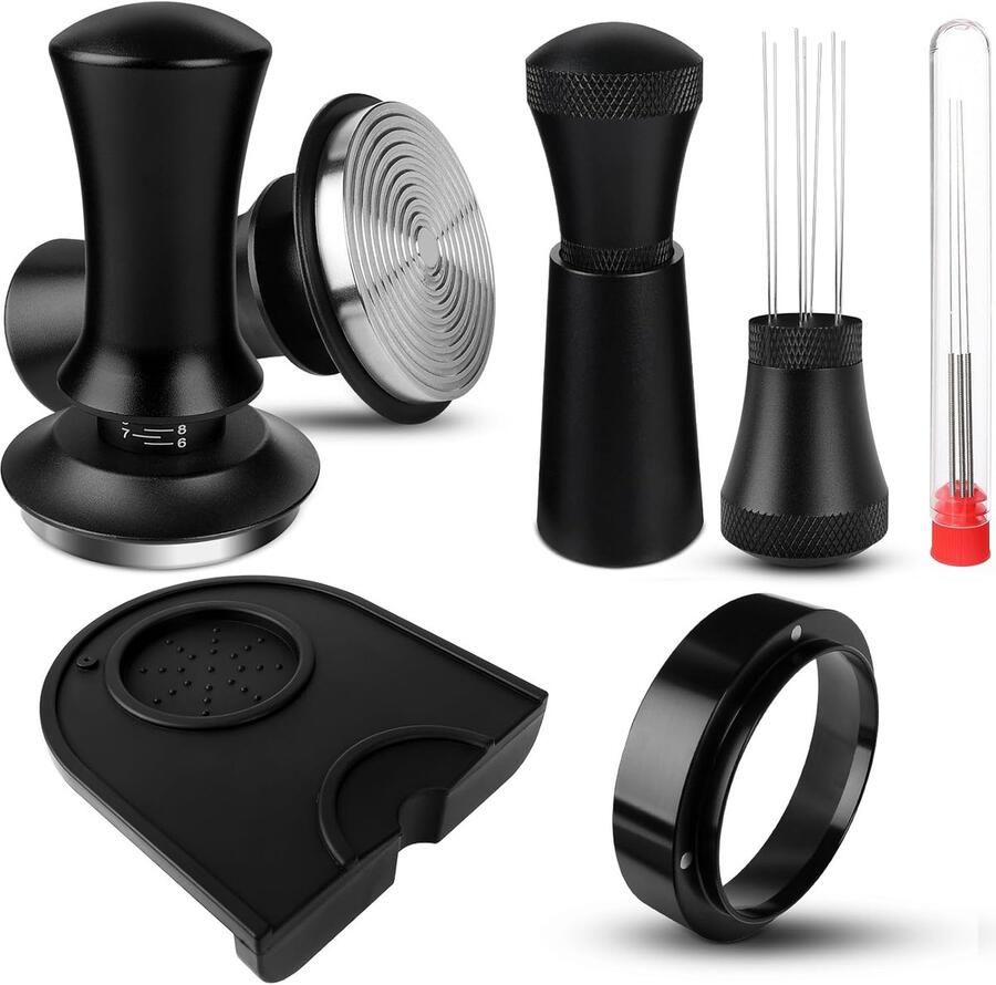 Koffie Tamper Set Espresso Stamper Perfecte Espresso Geveerde Basis 54mm RVS Plat