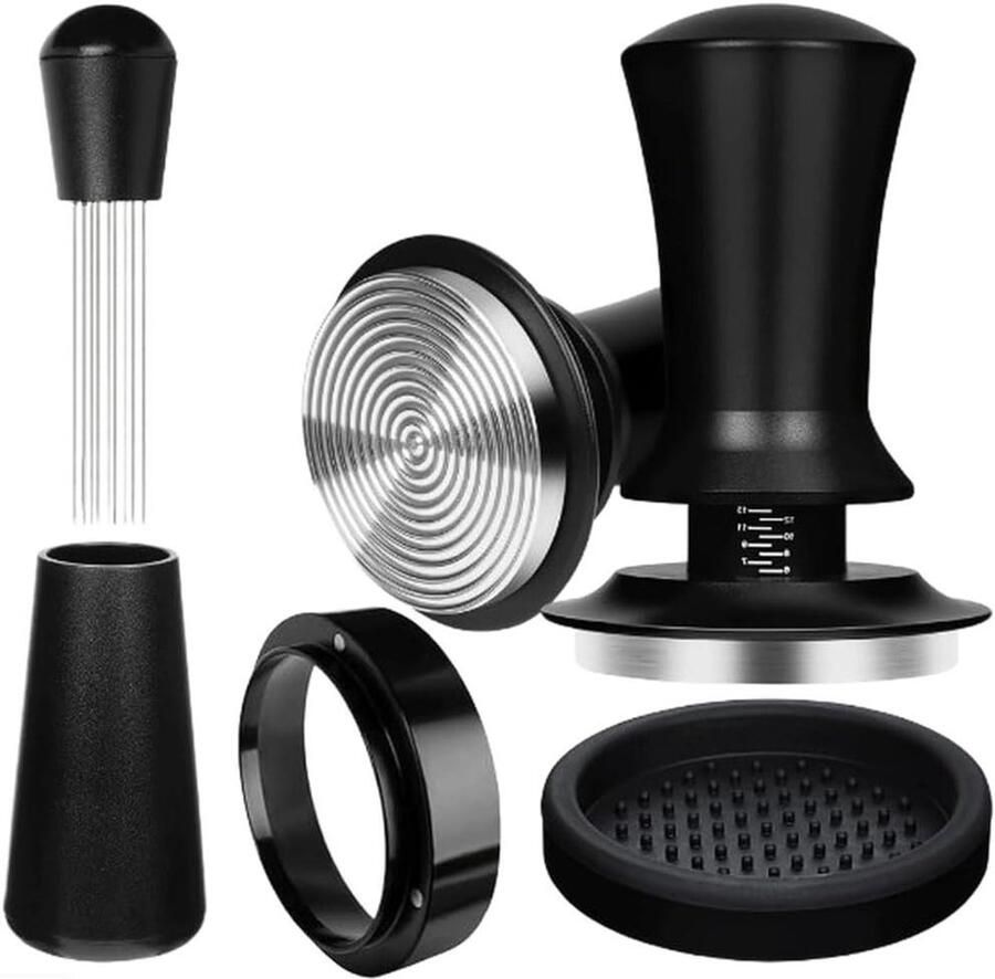 Koffie Tamper Set Espresso Tool Thuis Barista Gegradueerde Schaal 51mm Zwart