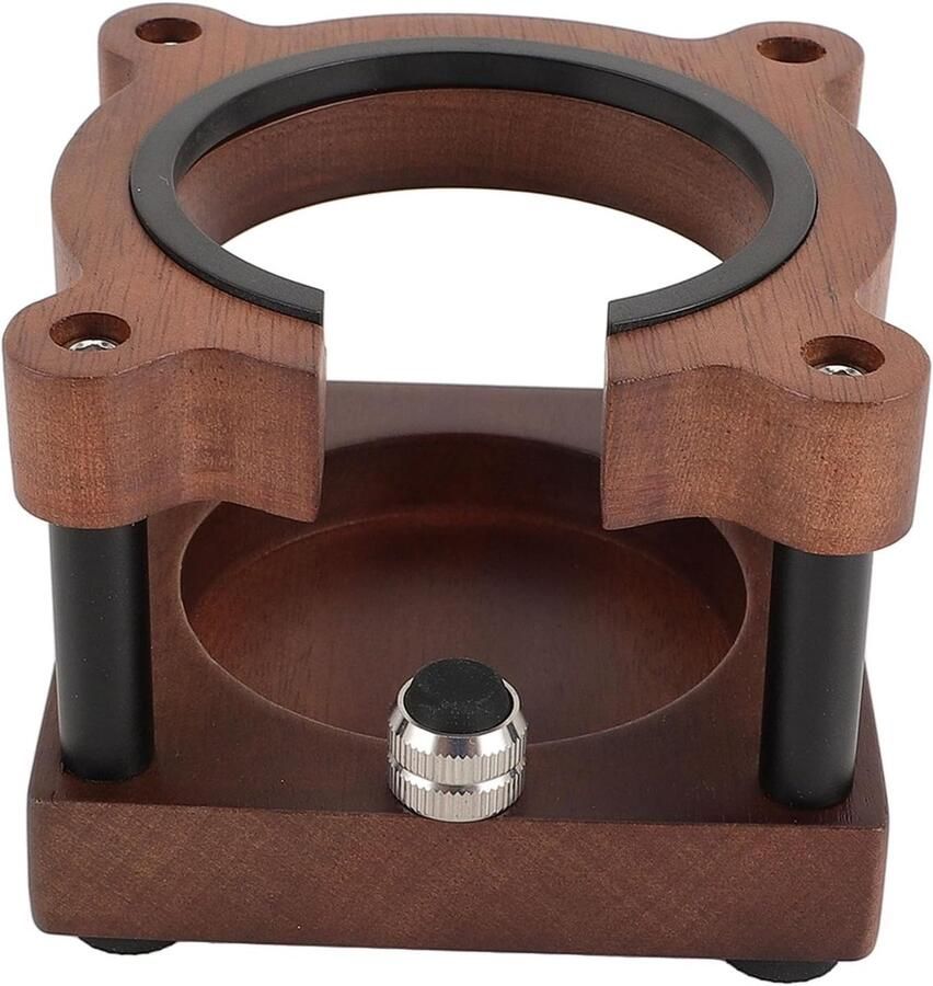 Koffie Tamper Stand Aanstampstation Hout Espresso Bereiden Walnoothout Constructie Compact Formaat Bruin