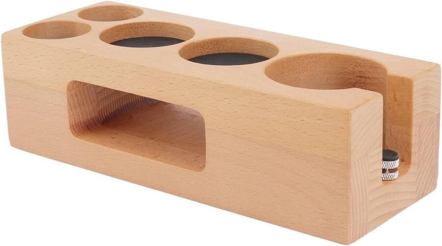 Koffie Tamper Station Barista Gereedschap Houder Espresso Bereiding Organiseren Massief Beukenhout Constructie 5 Gaten Natuurlijk Hout