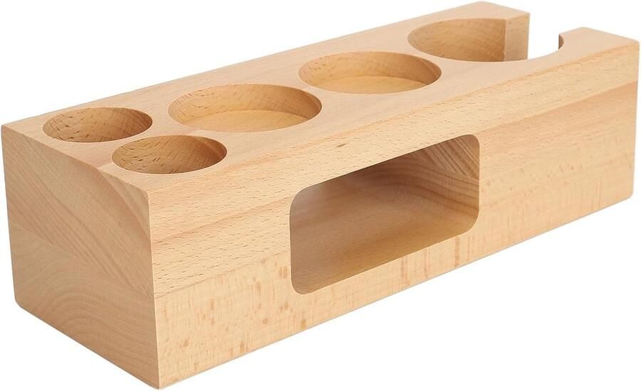 Koffie Tamper Station Espresso Accessoire Barista Werkplek Gelijkmatige Druk 28x11x9 cm Houtkleur