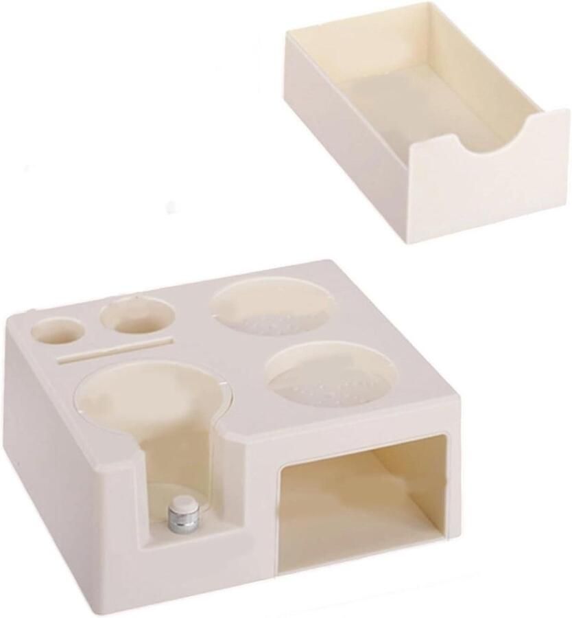 Koffie Tamper Station Espresso Houder Koffie Bereiden Met Lade 17.6 x 15.5 x 7.7 cm Wit