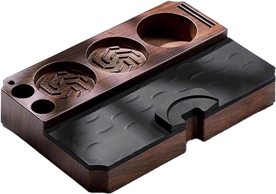 Koffie Tamper Station Espresso Mat Koffie Bereiden Multifunctioneel Ontwerp 25 x 17 x 5 cm Houtnerf