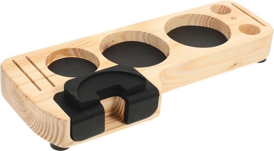 Koffie Tamper Station Poeiersleutelhouder Espresso Bereiding Geïntegreerd Ontwerp 25 cm Houtkleur