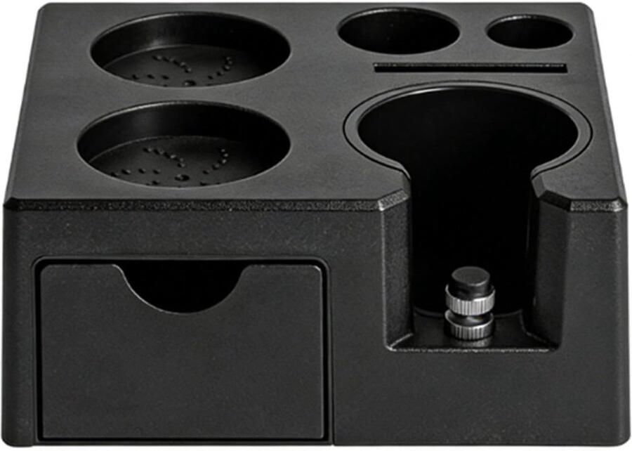 Koffie Tamper Station Aanstamp Station Espresso Bereiding Verstelbare Hoogte Compact Ontwerp Zwart