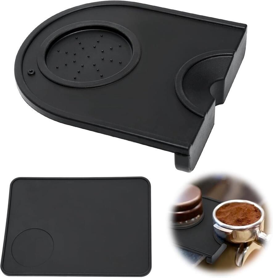 Koffie Tampermat Barista Mat Espresso Bereiding Antislip Siliconen 14x12.5x2.9 cm Zwart