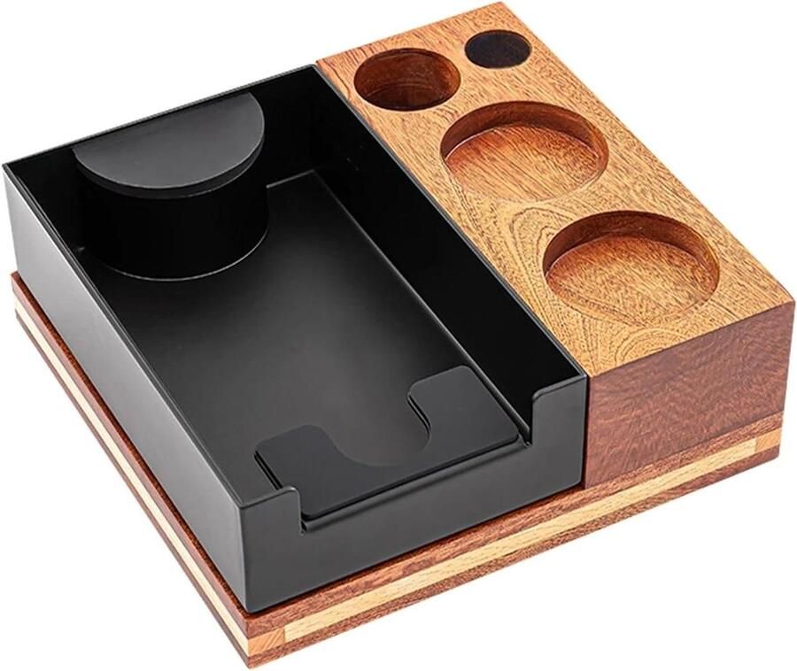 Koffie Tamping Station Espresso Houder Barista Werkplek Antislip Ontwerp 230x182x25mm Houtkleur