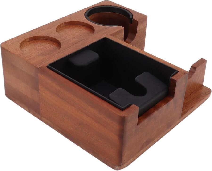 Koffie Tamping Station Koffie Afvalbak Espresso Bereiding Multifunctioneel Ontwerp 25 x 25 x 10 cm Houtkleur