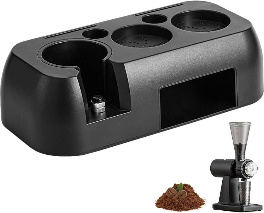 Koffie Tamping Station Sabotagehouder Portafilterhouder Espresso Bereiden Verstelbare Schroefkop 51-58MM Zwart