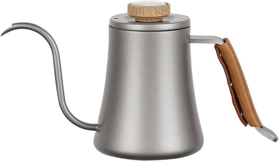 Koffie Waterkoker Druppelketel Handmatig Koffie Brouwen Intelligente Temperatuurmeter 600 ML Zilver