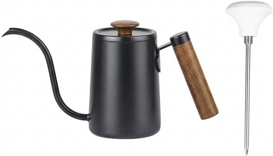 Koffie Waterkoker Precisie Ketel Barista Brouwen Met Ingebouwde Thermometer 600 ml Zwart Wit