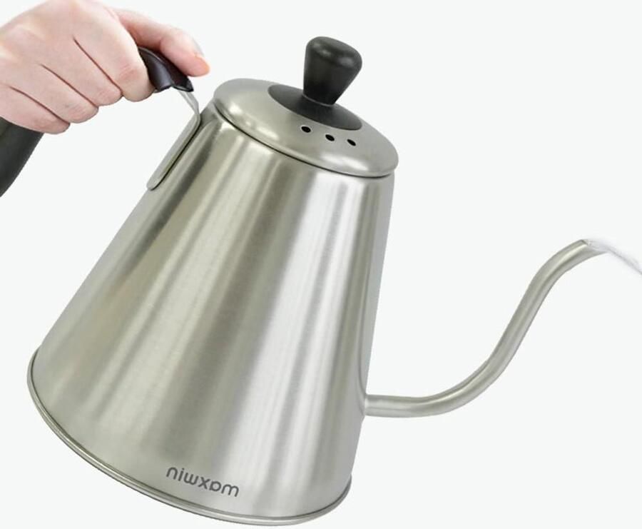 Koffie Waterkoker Theepot Handmatig Koffie Zetten Slanke Zwanenhalsuitloop 1 Liter Zilver