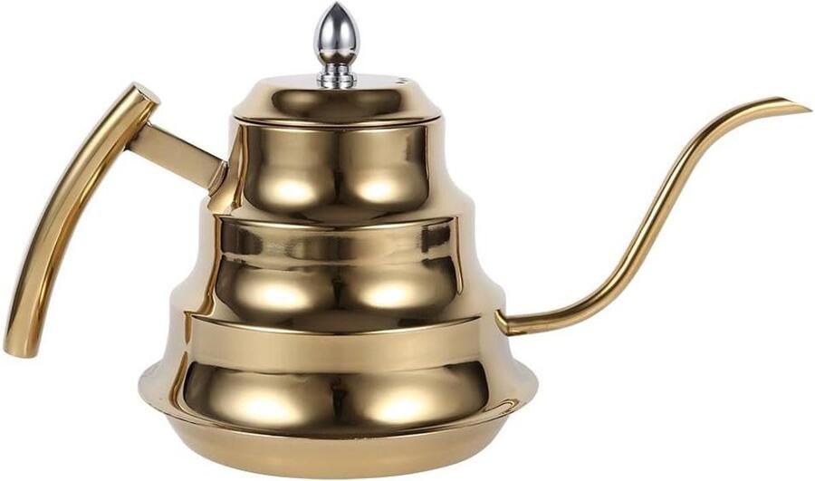 Koffie Waterkoker Theepot Handmatig Schenken Zwanenhals Uitloop 1.2 Liter Goud