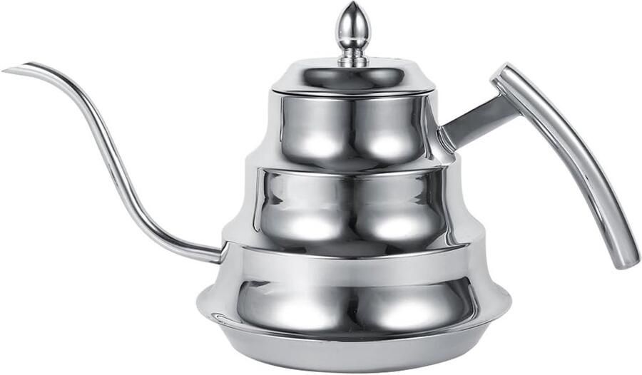 Koffie Waterkoker Theepot Koffie Zetten Zwanenhals Uitloop 1.2L Capaciteit Zilver