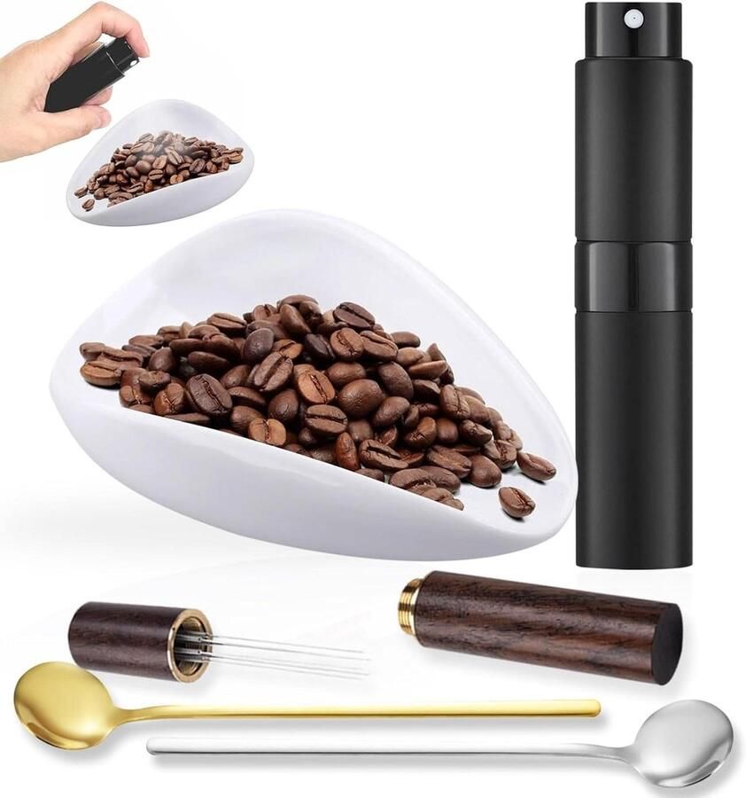 Koffiebonen Doseer Set Koffie Accessoires Espresso Bereiden Keramische Doseerbak 10ml Sprayflesje Wit