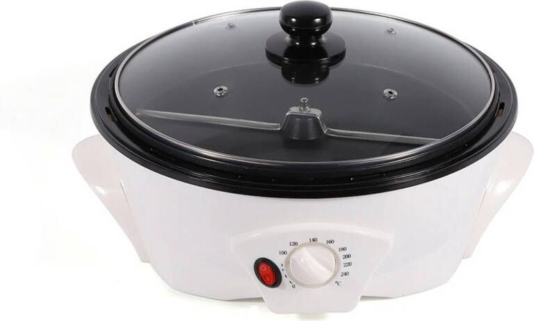 Koffiebrander Elektrische Koffiebonenbrander Koffieapparaat Koffiemaker Koffiezetapparaat 500g Capaciteit 1200W Temperatuurregelaar Anti-aanbaklaag Glazen Deksel Voor Thuisgebruik Wit Draagbaar Stil Eenvoudig te Reinigen