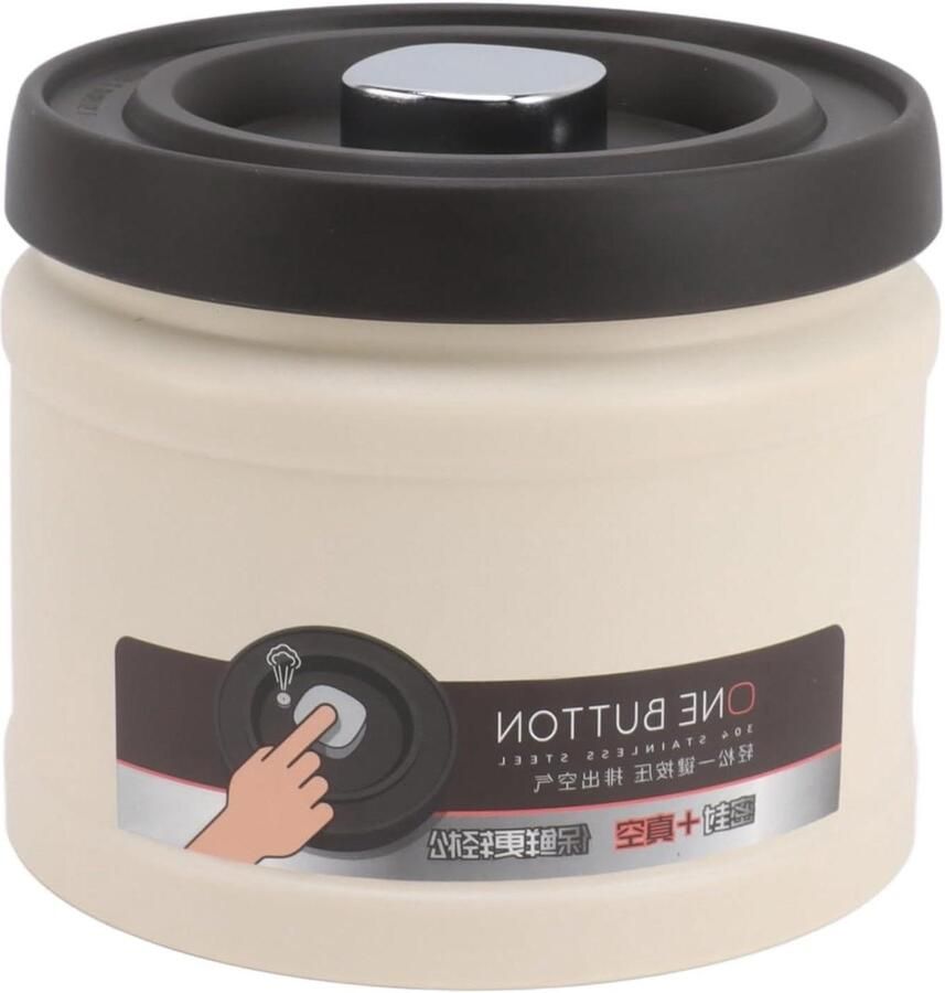Koffiebus Opslagcontainer Verse Bonen Bewaren Vacuümverzegeld 1600ML Beige