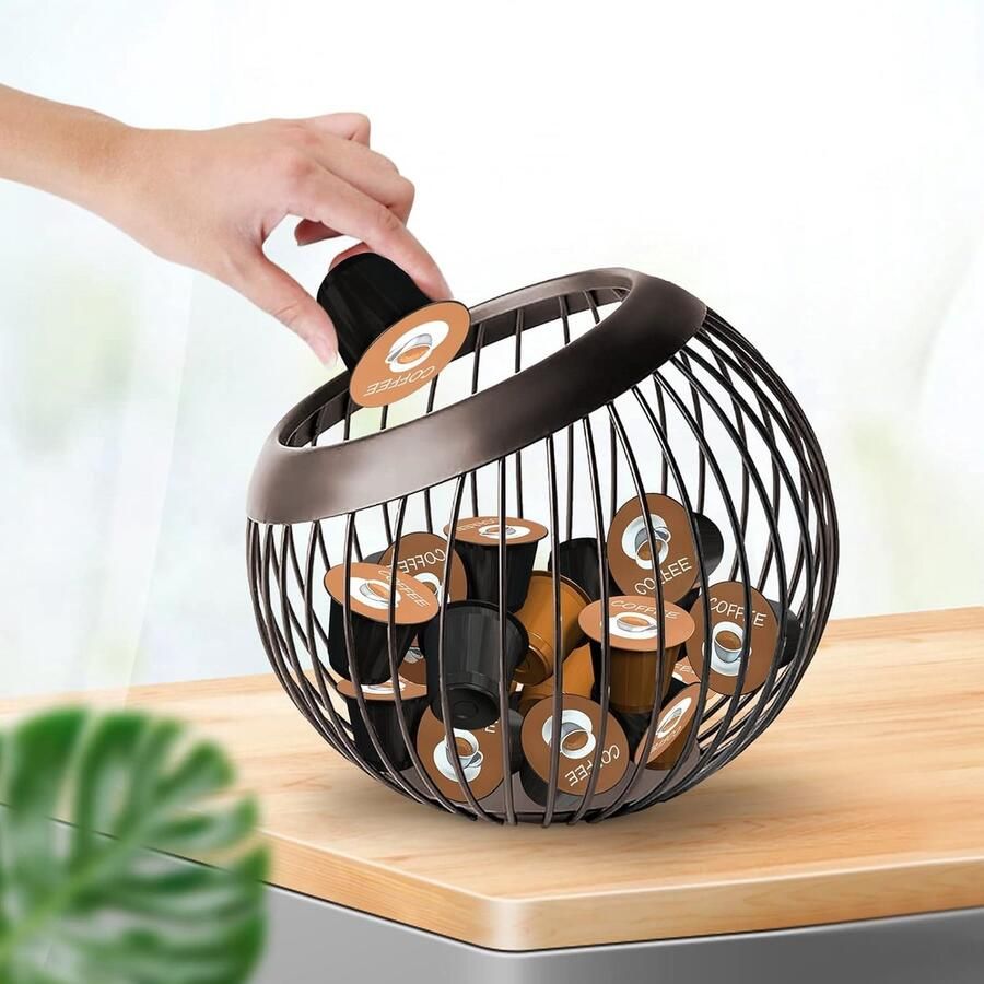 Koffiecapsule Mand Espresso Houder Keuken Organisatie Hollow Design 19 x 20 cm Zwart