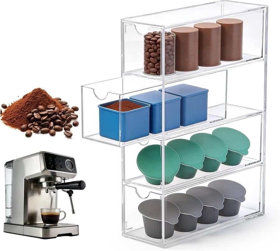 Koffiecapsule opslagtray voor Nespresso capsules houder voor 24 capsules 17.5 x 6.5 x 24.6 cm ideaal voor keuken kantoor en badkamerorganisatie