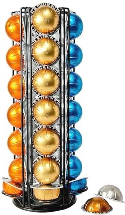 Koffiecapsulehouder voor Espresso Vertuo Capsules Draaibaar Pod Rek voor 35 Capsules Zwart