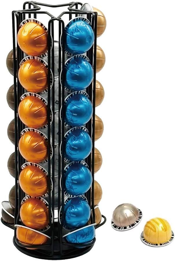 Koffiecapsulehouder voor Nespresso Vertuo Vertuoline Pod (35st) Koffiecapsule Stand Roterende Koffiepod Houder Opbergrek (Zwart 35 pods)