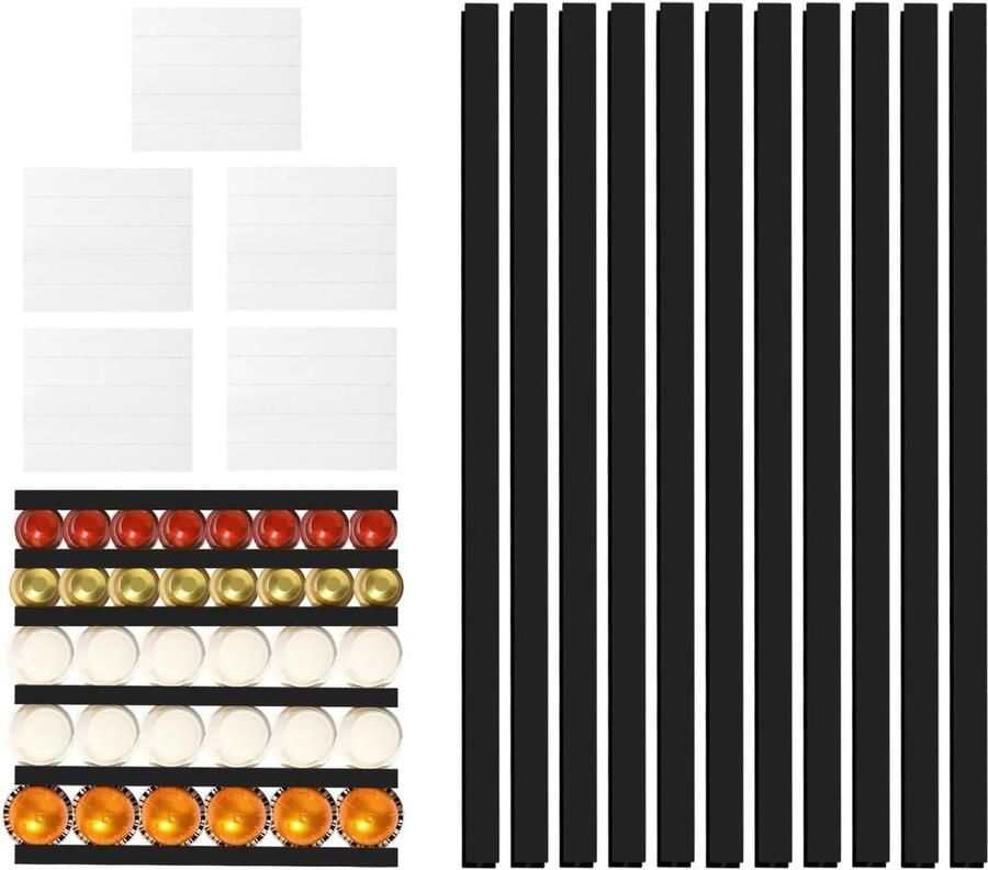 Koffiecup Houder voor 54 VertuoLine of 72 Nespresso Original Capsules Zelfklevende Opbergruimte voor Koffiepads en Capsules Perfect voor Presentatie (11 stuks)