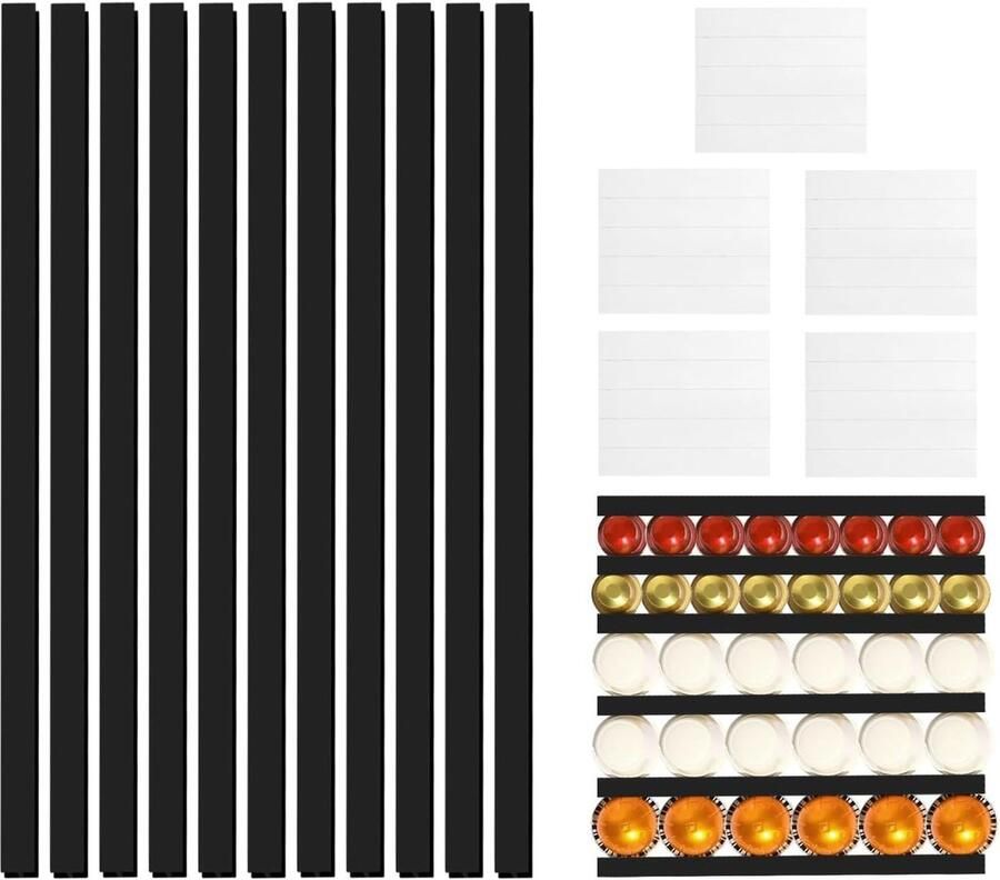 Koffiecup Houder voor 54 VertuoLine of 72 Nespresso Original Zelfklevende Opbergoplossing voor Koffiecapsules Perfect voor Presentatie (11 Stuks)