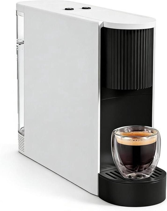 Koffiecupapparaat compacte espressomachine 1200W met 20Bar voor één kopje voorzien van een uitneembare lade en snelle voorverwarming geschikt voor thuis of op kantoor (20.2 * 31 * 8.3cm White)