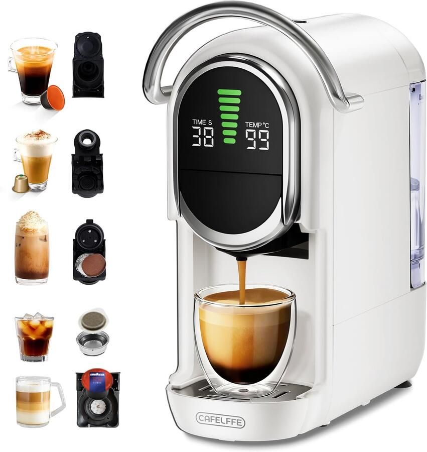 Koffiecupmachine 5-in-1 Capsule Compatibel 1450 Watt 600 ml Inhoud Polypropyleen Metaal Voor Americano Cappuccino Espresso IJskoffie Latte