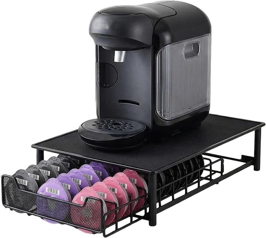 Koffiecups Opberglade Koffiemachine Organizer Keuken Opbergen Zware Metaaldraad 60 Cups Capaciteit Zwart - Foto 1