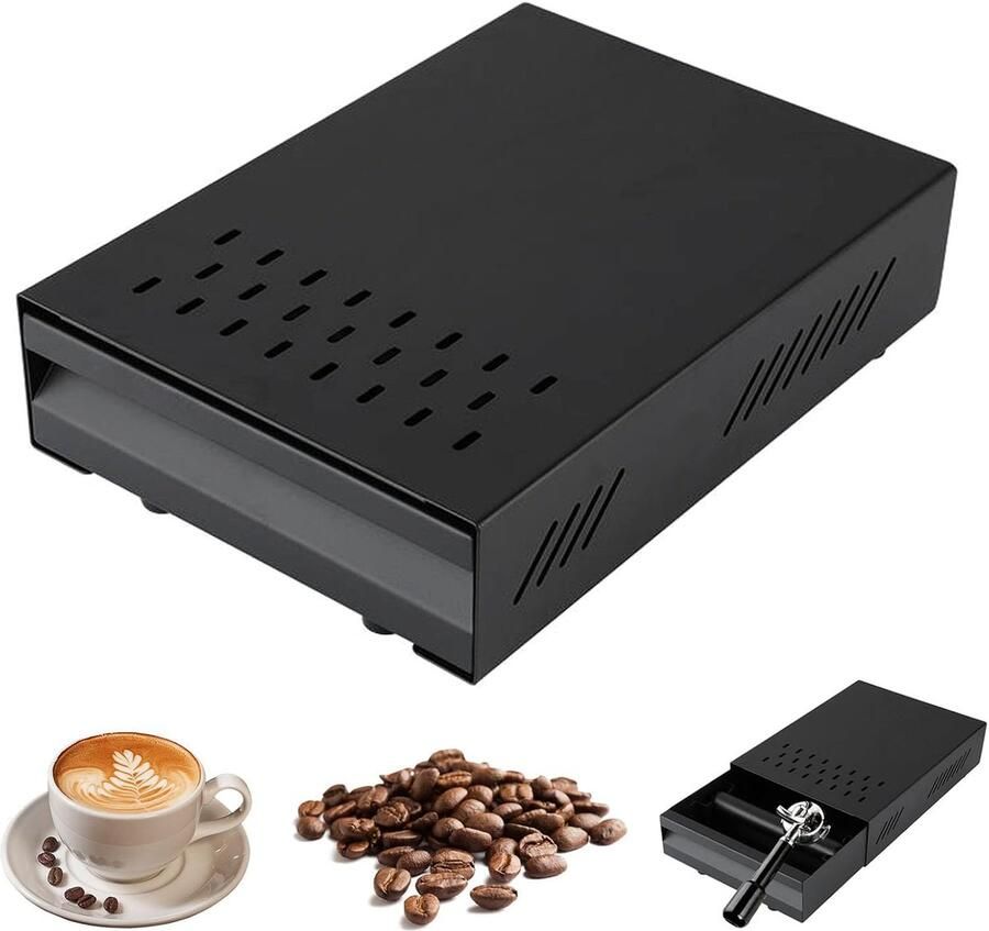 Koffiedik Afklopbak Koffie Lade Espresso Bereiden Roestvrij Staal 35 x 25 x 8 cm Zwart