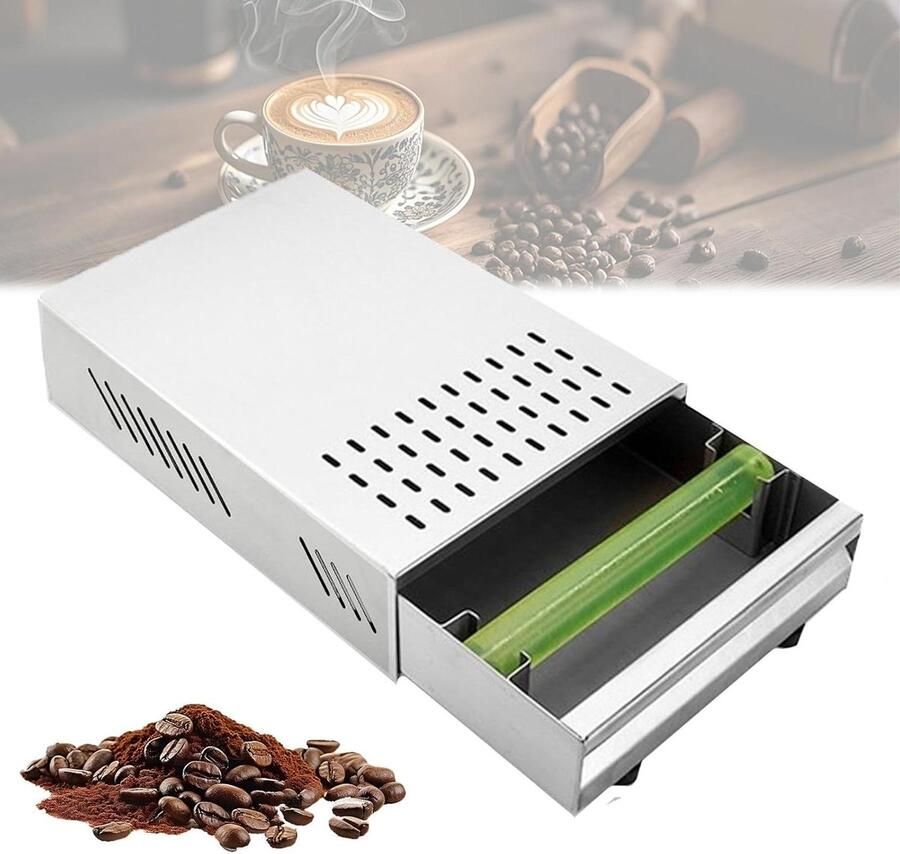 Koffiedik Container Klop Box Koffiezet Apparaat Roestvrij Staal 35 cm Zilver