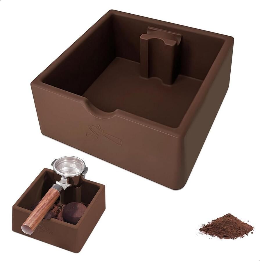 Koffiedikbak Koffie Accessoire Espresso Reinigen Stil en Schokabsorberend 16 x 15 cm Koffiebruin
