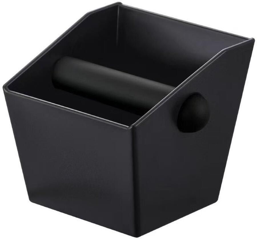 Koffiedikbak plastic klopbak mini-klopbak afvalbak voor halfautomatische koffiemachines barista-accessoires koffiemachine-accessoires schokdempende koffiedikbak mengbak met uitneembare roerstaaf vierkant zwart