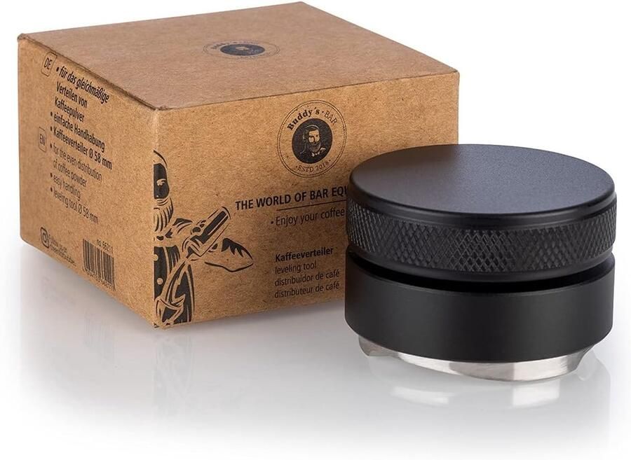Koffiedispenser Verdeler Stamper Espresso Bereiden Verstelbare Diepte Ø 51 mm Zwart