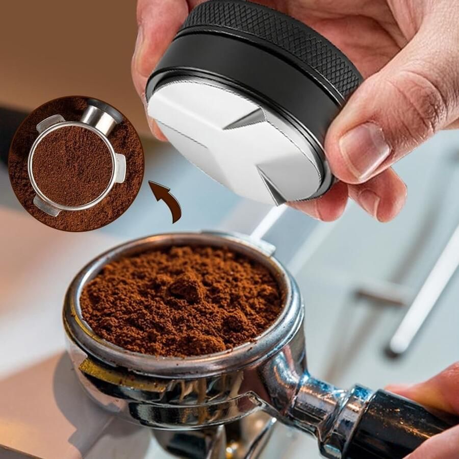 Hoogte verstelbare 58mm koffie verdeler voor espresso met waterpasniveau van aluminium en roestvrij staal
