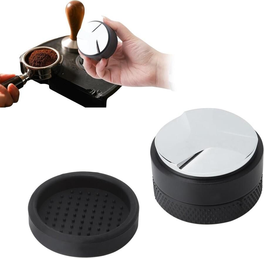 Koffiedistributeur Koffie leveler Espresso bereiden Gelijkmatige drukverdeling 53 mm Zwart