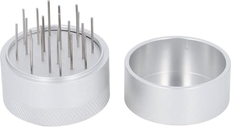 Koffiedistributietool Naaldverdeler WDT Espresso Bereiden Verstelbare Naalddiepte 53MM Zilver