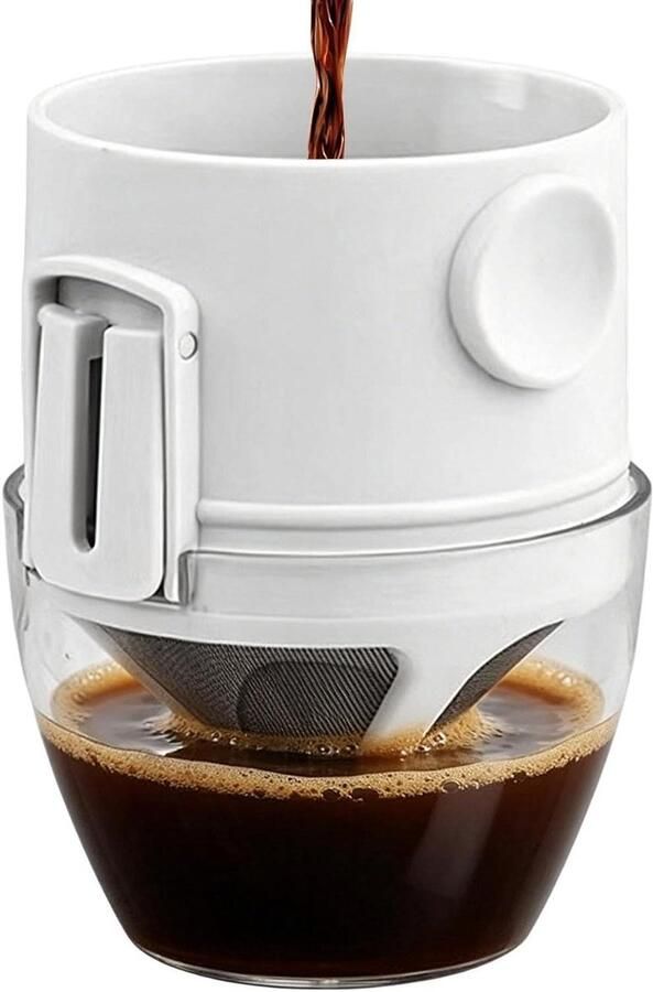 Koffiedripper Opvouwbaar Draagbare Koffiezetter Koffie Zetten Onderweg Snel Te Installeren 8x6 cm Wit