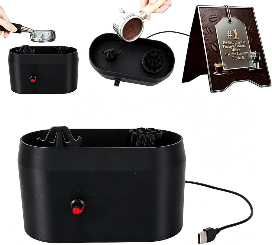 Koffiefilter Reiniger Espresso Borstel Apparatuur Onderhoud USB Aangedreven 20.5cm Lengte Zwart