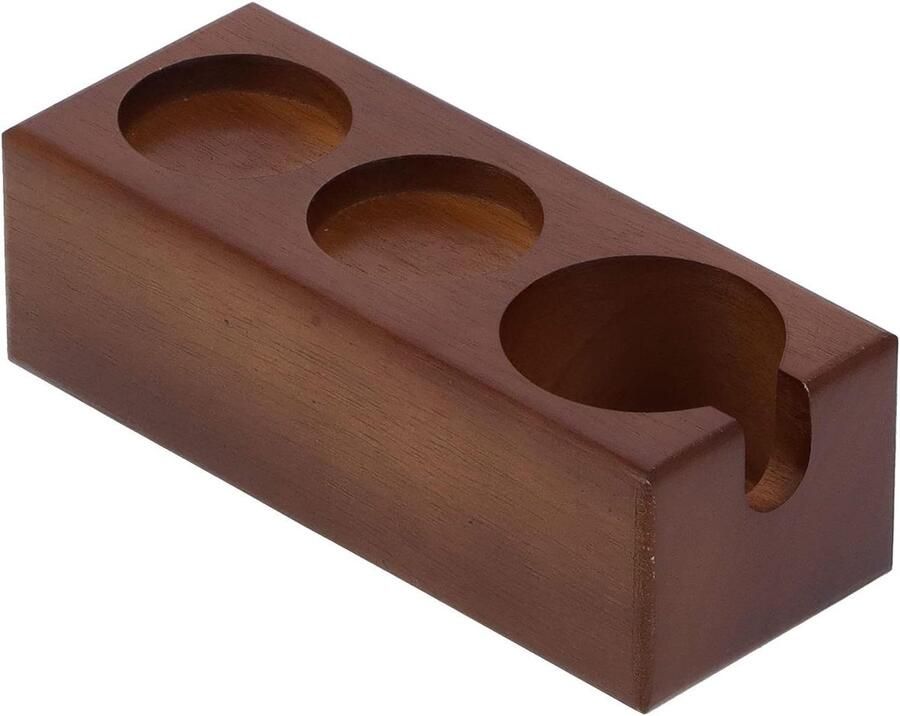 Koffiefilterhouder Hout Espresso Station Koffie Bereiden 3 Gaten Ontwerp 23.5 cm Bruin