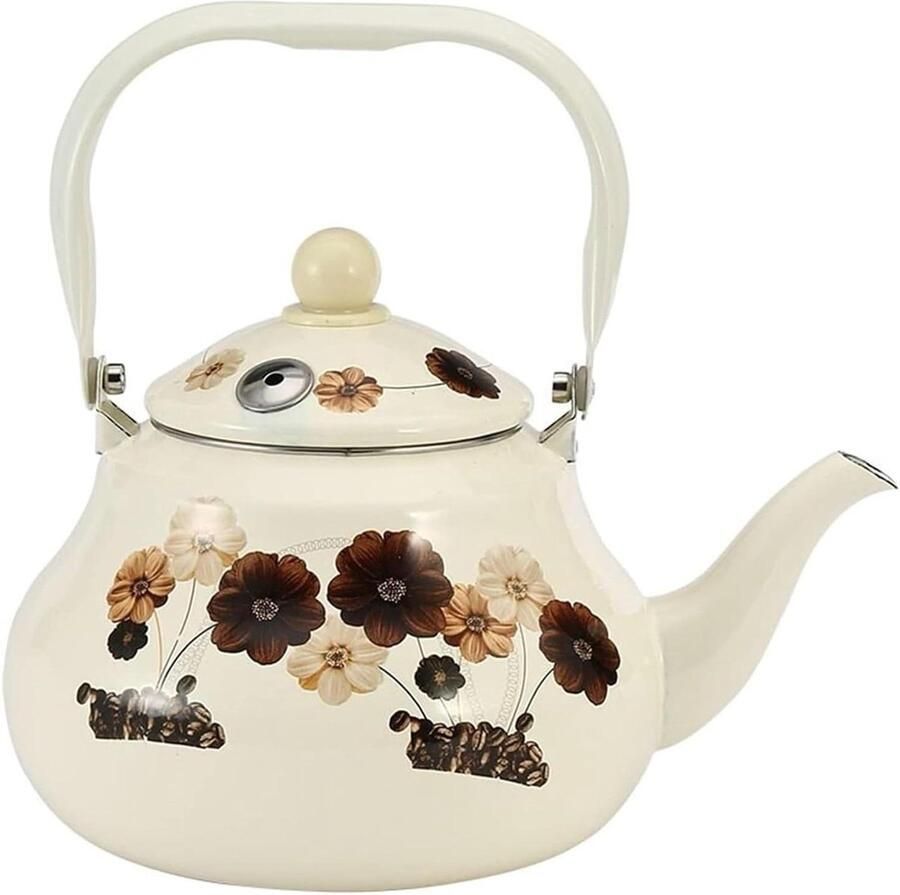 Koffiekan Emaille Theepot Waterkoker Water Koken Ventilatie Gaten 2 Liter Wit