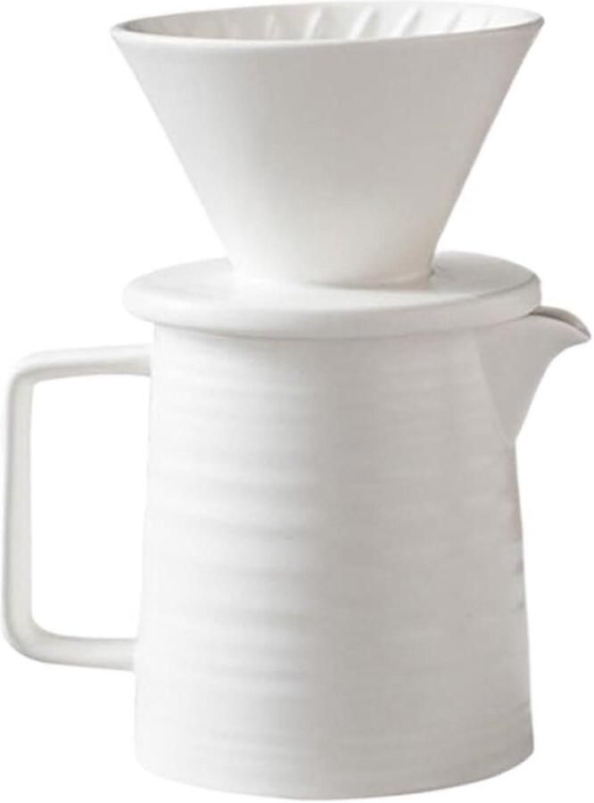 Koffiekan Keramiek Koffiezetapparaat Reizen en kamperen Handgemaakt ontwerp 1-2 kopjes Wit
