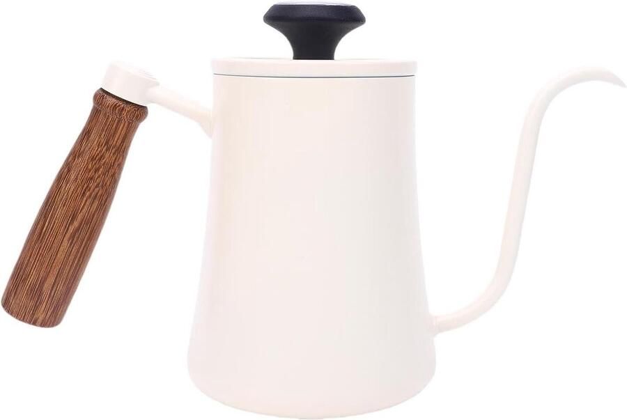 Koffieketel met Thermometer Giet over Pot Nauwkeurig Koffie Zetten Geïntegreerde Temperatuurmeter 600 ml Wit