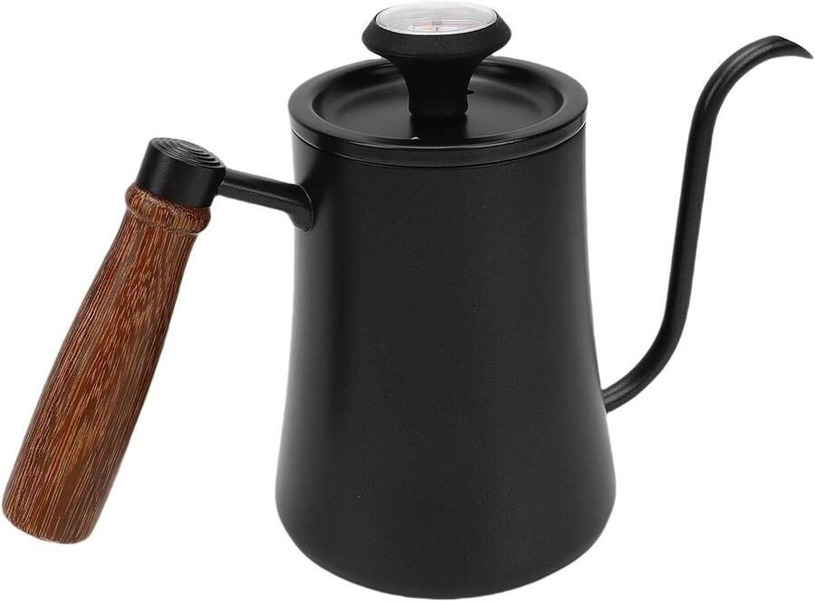 Koffieketel met Thermometer Waterketel Schenkketel Koffie Zetten Geïntegreerde Thermometer 23x14cm Zilver
