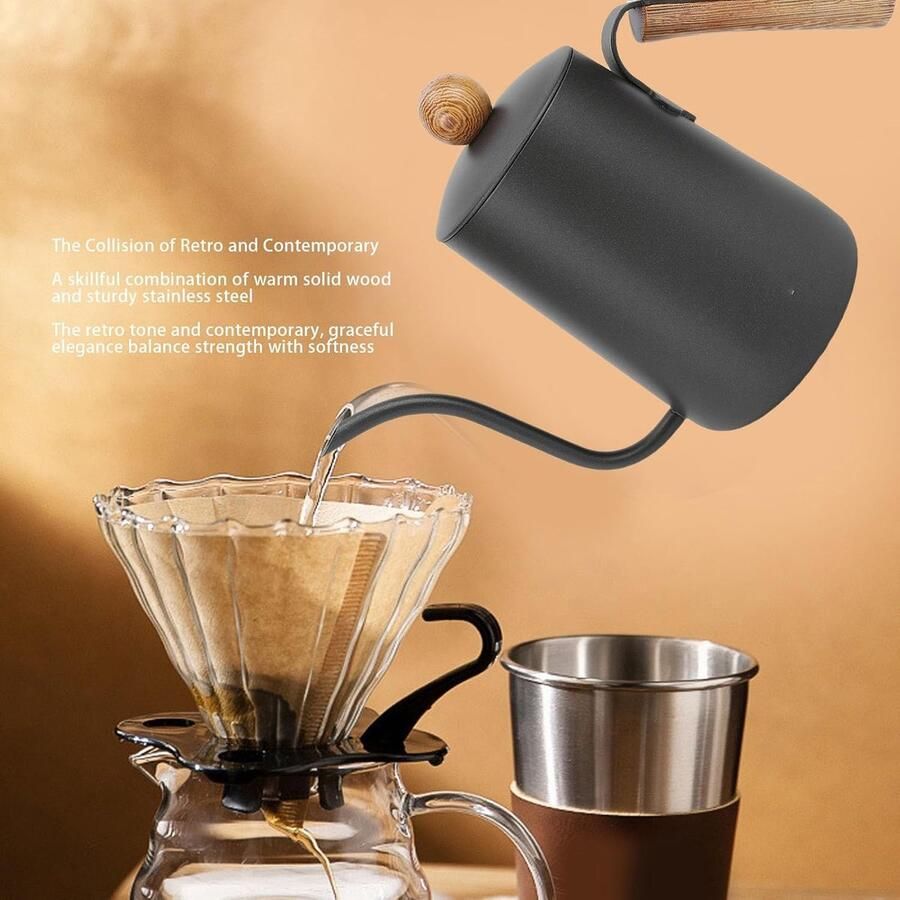 Koffieketel Waterketel Theeketel Koffie Zetten Lange Smalle Uitloop 650 ml Zilver