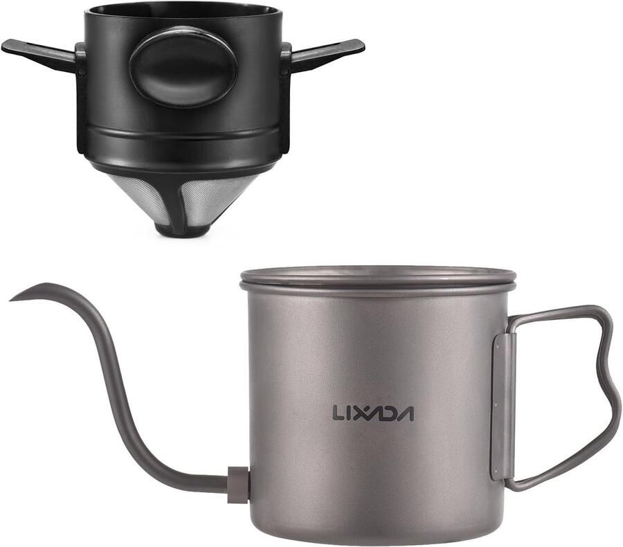 Koffieketel Zwanenhals Waterkoker Deksel Pour Over Koffie Opvouwbare Handgreep 400 ml Inhoud Zilver