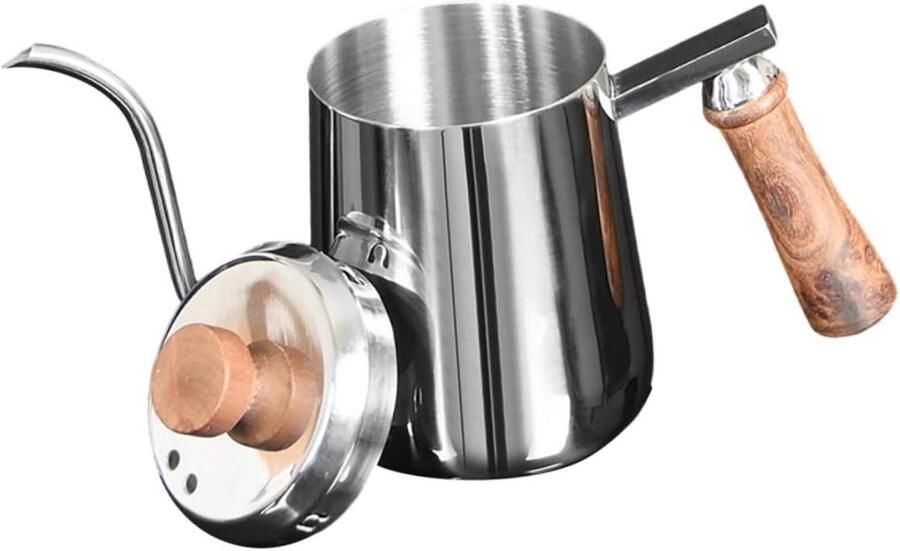 Koffieketel Zwanenhals Waterkoker Theepot Koffie Zetten Gestroomlijnde Tuit 600 ml Zilver