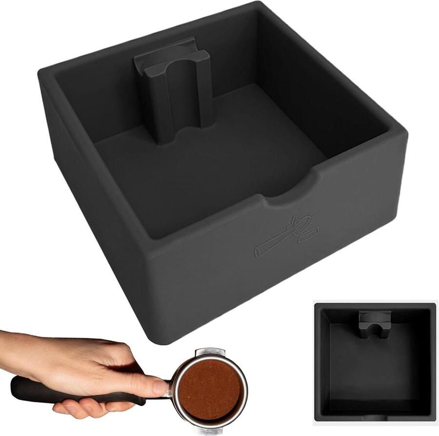 Koffieklopbox Espresso container Opgeruimde bereiding Schokabsorberende basis 1.5 liter inhoud Zwart
